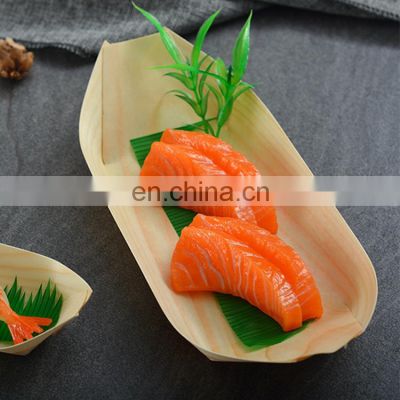 customized logo modern wooden birch pine display sushi tray serving boat