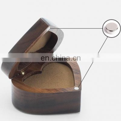 Hot sale natural wooden heart jewelry ring box for wedding