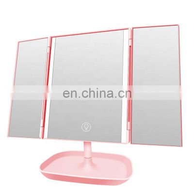 Modern custom makeup mirror with led light desk trifold makeup mirror large led makeup mirror