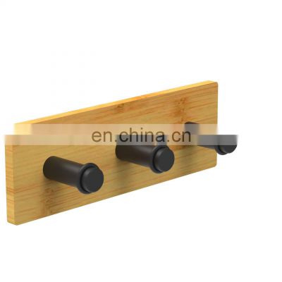 2022 modern style bathroom bamboo iron powder coating wall mounted towel rack