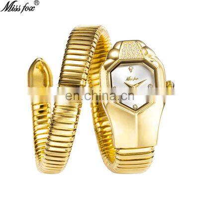 MissFox 2809 Iced Out Watch for women Luxury Brand Blue Dial Fashion quartz watches women