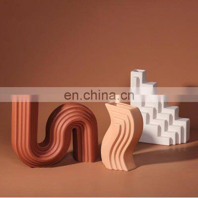 ENO Nordic Style Ceramic Vase Ornaments Modern Geometric Architectural Modeling Hotel Model Room Creative Vase photo-2