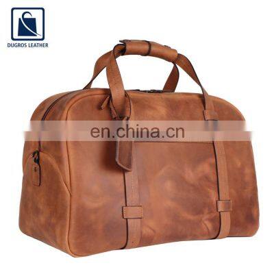 Crazy Horse Style Cotton Lining Material Unisex Genuine Leather Duffel Bag for Sale