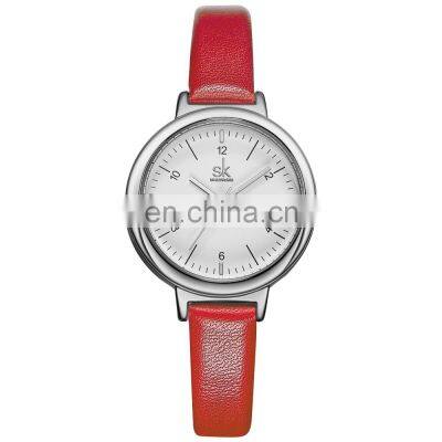 SHENGKE SK Lady Watch Custom Logo Brand Logo Label Watches Woman Soft Leather Band Japanese Quartz Movement