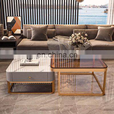 Luxury coffee tables living room mdf marble coffee table modern glass coffee table