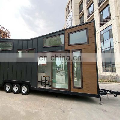 Prefab caravan Mini Travel Trailer Homes Movable Tiny Houses On Wheels Small Kit Homes Loft bedroom