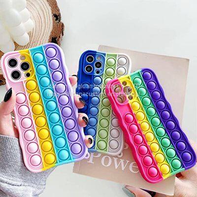 Bubble Fidget Sensory Toy for iPhone 12 Pro Max Case 3D Soft Silicone Case