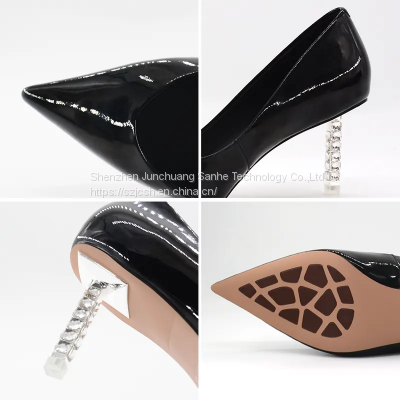 New Women Patent Leather High Heel Pumps Stiletto Pointed Toe Shallow Mouth Office Large Size Design Heel Women Shoes