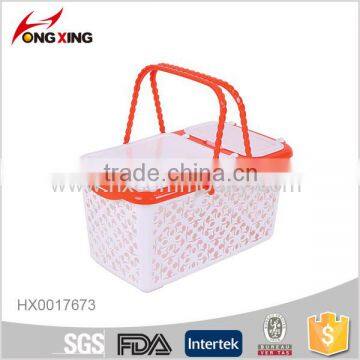 fashion rectangular plastic food storage basket with lid