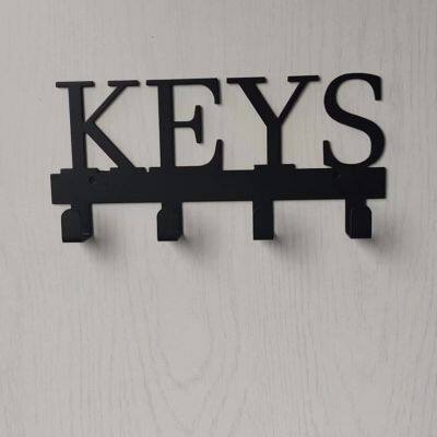 Wall Mounted Carbon Steel Rack Key Holder Home Decorative Wall Hooks Rail Hooks Rails Rack Black Hat Metal Hooks photo-2