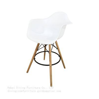 PP Stools with White Arm Wood Base DB-P02