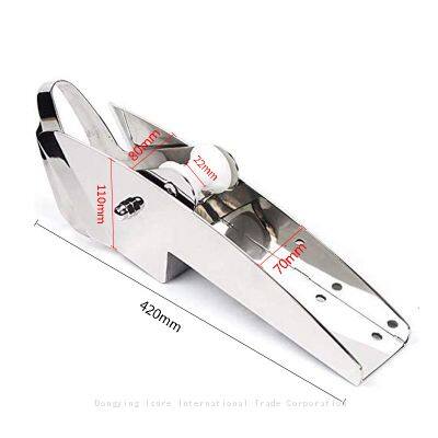 ISURE MARINE AISI 316 Stainless Steel Hinged Self-Launching Bow Anchor Roller With Pivoting Dual-Roller 16.5'' for Marine Yacht Docking Accessories photo-2