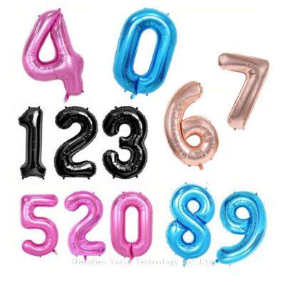 Bulk Metallic Number Balloons - Gold/Silver/Rose Gold Foil Balloons, Birthday Supply Balloons