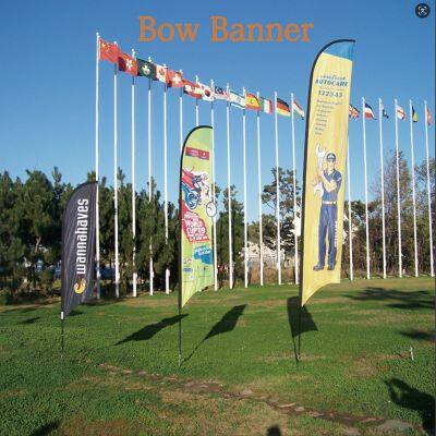 Combo Flag Pole：Sharkfin Teardrop Feather Rectangle Flag Stand Versatile Advertising Display for Events & Promotions photo-2