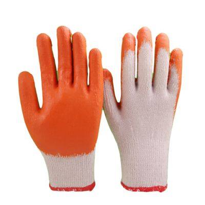 cotton thread 10 gauge knitted smooth latex palm coated safety work gloves