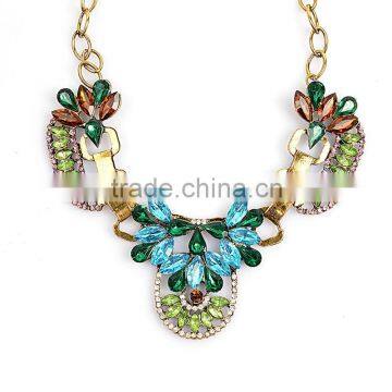 Fashion Gemstone Blue Turquoise Bead Chain Druzy Pendant Necklace For Women photo-5