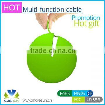 Useful convient multi phone cable in a silicon ball ,4 in 1 mobile phone cable