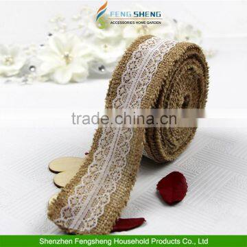 6m Natural Rustic Hessian Lace Burlap Ribbon Wedding Party Decor Ribbons 4cm