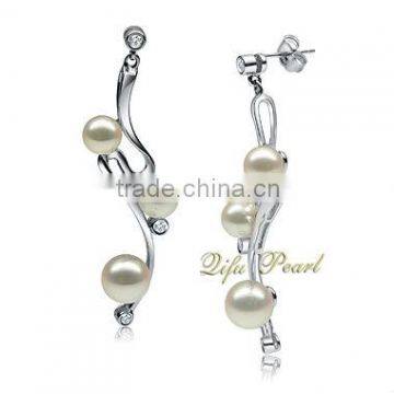 Factory wholesale 925 sterling silver earring 2013 new designs pearl earrings