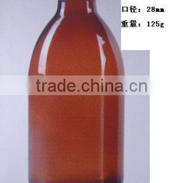 28mm neck 200ml amber medicine glass bottle