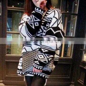 Jacquard pattern loose sweater cardigan female sweater coat wholesale