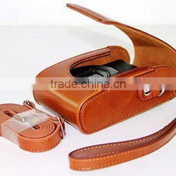 High Quality Handmade Leather Camera Case Pouch Bag With Shoulder Strap photo-6