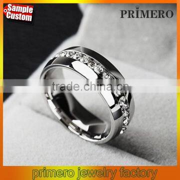 New Arrival Stainless Steel CZ Diamond Single Row Diamond Ring Wholesale Fashion Jewelry