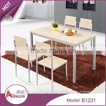 Dining room furniture modern cheap melamine panel wooden 4 seater low dining table designs