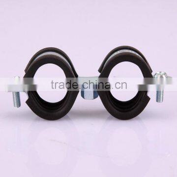 Twin pipe clamp with rubber