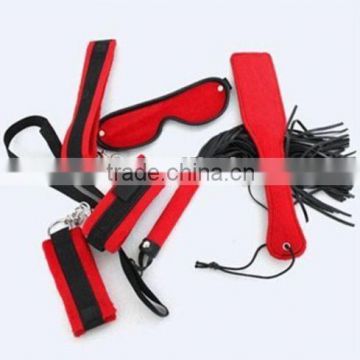 Black & Red 5 Piece Bondage Set Kit Cuffs Blindfold Collar Fetish Sexy KinkyHK133