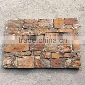 Format Stone Panel---Rusty Yello Slate-----Wall Cladding for decorating Villa