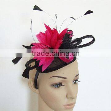 Beautiful Pink/black sinamay fascinator