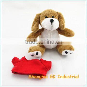 10cm Sitting Height Promotional Plush Dog Key chain with T-shirt