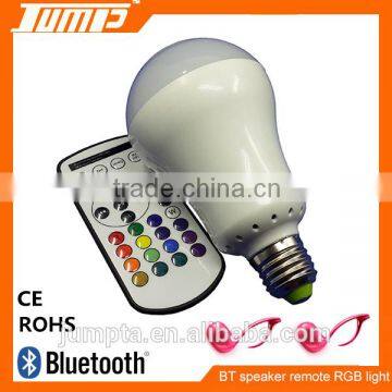 High quality E27 remote contrl colorful LED light bluetooth music speaker bulb