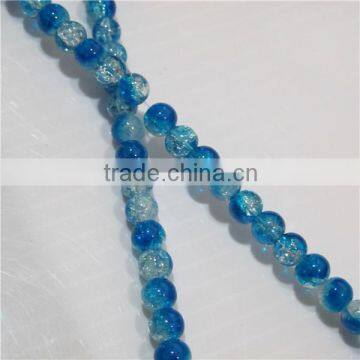 8mm round double color crackle glass sideways cross bead RGB015