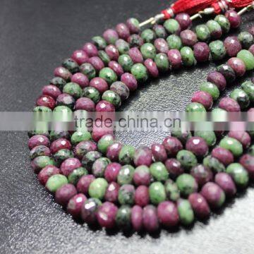 AAA QUALITY RUBY ZOISITE FACETED RONDELLE LOOSE GEMSTONE BEADS photo-2
