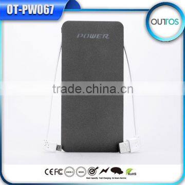 Promotional Dual Usb Charger Built-in Cable Power Bank Cell Phone Charger 10000mah