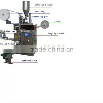 dual tea bag packing machine with thread and label DXDK-100NWD