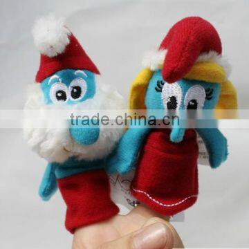 Hot factory custom funny plush smurfs doll hand puppet
