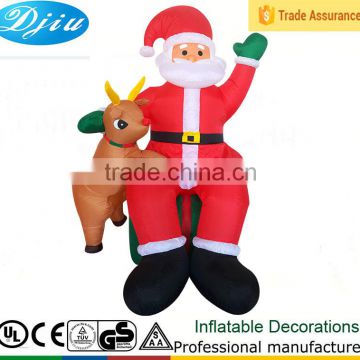 DJ-513 santa claus with Reindeer decor sitting inflatable merry christmas hand up