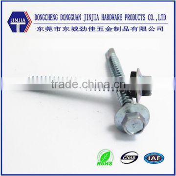 dongguan manufacture znic plated hex flange head self drilling screw