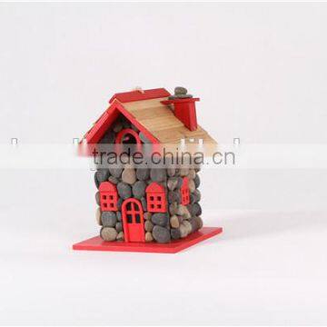 Hot sales New handmade cobblestone with nature wooden birdhouse