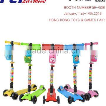 2016 new model patent kids foldable scooter with cute bottle holder for sale