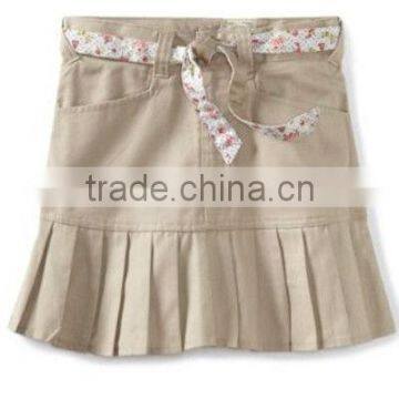 Print Belt Twill School Uniform Skirt