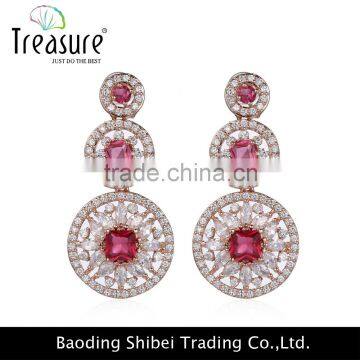 Fashion Crystal Diamond Silver Circle Dangel Earing New Design in 2016