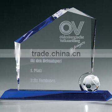 Wholesale fashion crystal glass soccer awards plaques for sports souvenir