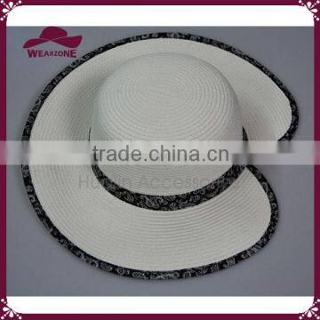 Ladies white summer hat straw floppy hat