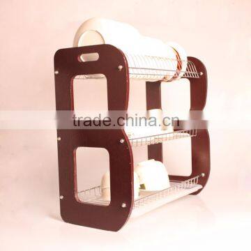 Living Room Furniture 3 Tiers Wooden Dish Rack With Utensil Holder and Cup Holder Quality Choice photo-4