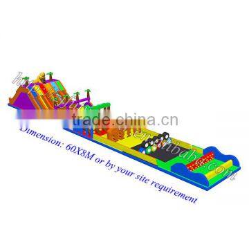 60X8M Giant 1000D PVC tarpaulin on land Inflatable Obstacle Course