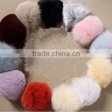 2015 Latest Style Garments Hats Customized Colorful 6-15cm Fox Fur Pom Pom Keychain Fur Accessories